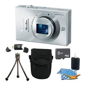 Canon PowerShot ELPH 520 HS Silver 10.1 MP CMOS Digital Camera 12x Zoom 8 GB Bundle