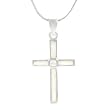 Sterling Silver with White Opal Cross Necklace