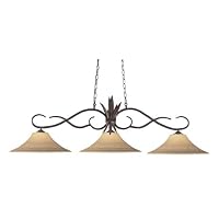 Z-Lite 129BRZ-GF16 54-Inch 3-Light Billiard / Island Fixture with Golden Frosted Glass Shades