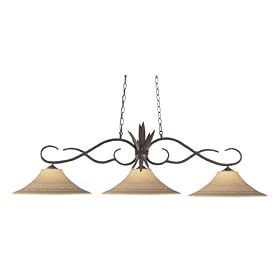 Z-Lite 129BRZ-GF16 54-Inch 3-Light Billiard Island Fixture with Golden Frosted Glass...