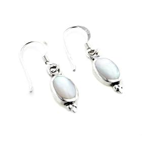 Simple Mother of Pearl Sterling Silver Hook Earrings by Mother of Pearl