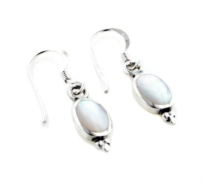 Simple Mother of Pearl Sterling Silver Hook Earrings