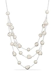 16""+2"" Three Graduated Strands of Cultured Freshwater Pearls and Shell Necklace