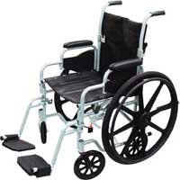Drive Medical Poly Fly Light Weight Transport Chair Wheelchair with Swing-away Footrest, Silver, 20