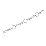 SS Platinum Plated Genuine Diamond Accent Circle Link 7.25" Bracelet