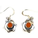 Spiritual Jewelry- Chakra - Spleen, Earrings Orange Enamel, 2nd, Silver