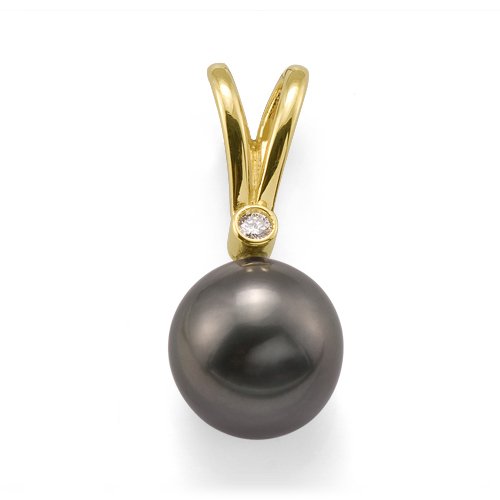 31Eirf6grfL Tahitian Black Pearl Pendant with Diamond in 14K Yellow Gold