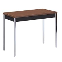 Sandusky Lee AT4020-BW Black Powder Coat Activity/Utility Table with Walnut Top, 29" Height x 40" Width x 20" Depth
