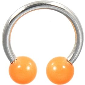 Orange GLOW-n-DARK Horseshoe Circular Barbell by 