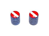 Scuba Diver Flag - Motorcycle Bike Bicycle - Tire Rim Schrader Valve Stem Caps - Blue