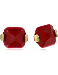 Sam Edelman Long Faceted Ruby Stud Earrings