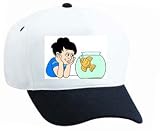 White Cap with kid, human, body, individuals, individual, persons, fish, humans, people, child, pet, goldfish, animal, person, looking, bowl, watching