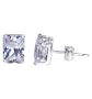 7mm x 5mm Emerald Cut Clear Cubic Zirconia .925 Sterling Silver Post Stud Earrings
