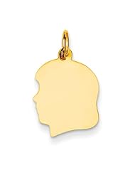 14k Plain Medium .018 Gauge Facing Left Engravable Girl Head Charm Cyber Monday Special