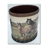 MUSTANG Horses WASTE BASKET trash can bath coordinate
