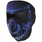 Zan Headgear Blue Chrome Skull Neoprene Cold Weather Full Face Mask