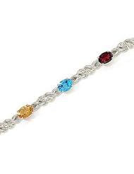 14kt Yellow Gold Oval Multi Color and Diamond Bracelet