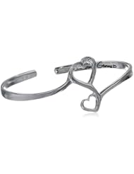 Sterling Silver "Love Grows" Double Open Heart Bangle Bracelet