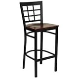 HERCULES Black Window Back Metal Bar Stool with Mahogany Wood Seat - XU-DG6 ....