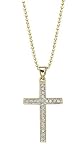 14K Yellow Gold Diamond Cross Pendant w/Chain - 0.15 Ct.