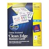 Avery CleanEdge White-Linen Business Cards for Inkjet Printers (8873, 3.5x2, 200 Cards)