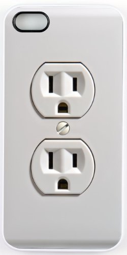 Rikki KnightTM Funny Electrical Outlet Design iPhone 5 & 5s Case Cover (White Rubber with bumper protection) for Apple iPhone 5