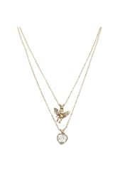 Jewelry: Betsey Johnson "Heaven Sent" Angel and Heart Double Pendant Necklace, 15" - Betsey Johnson Jewelry