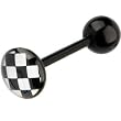 BIOPLAST Black CHECKERED LOGO Barbell Tongue Ring