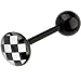 BIOPLAST Black CHECKERED LOGO Barbell Tongue Ring