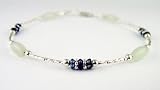 Sterling Silver Jade and Iolite Beaded Anklets/Ankle Bracelets.