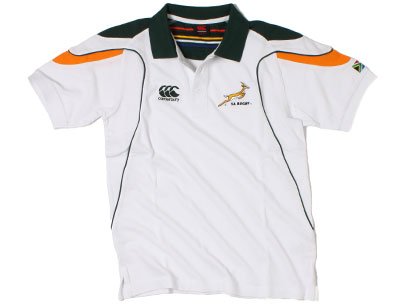 South Africa Players Cut and Sew Cotton Rugby Polo Shirt White - size XXL South Africa Players Cut and Sew Cotton Rugby Polo Shirt White - size XXL