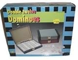 double twelve dominoes with colored dots white tiles