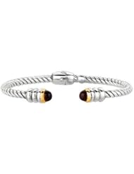 18K Gold & .925 Sterling Silver Citrine Gemstone Cable Cuff Bangle Phillip Gavriel