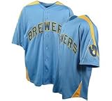 Milwaukee Brewers Cooperstown Laser Button Front Jersey by Majestic