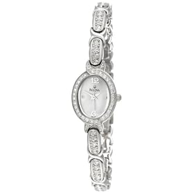 Bulova Women’s Crystal Bracelet Mother of Pearl Dial Watch Gift Set #96X109