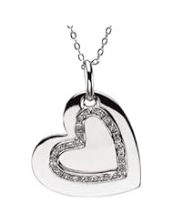 Sterling Silver Mother and Daughter Heart Pendant and Chain