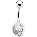 Sterling Silver Foliage Faux Pearl Belly Ring