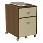 Nexera Topolino 2 Drawer Mobile Wood Filing Cabinet in Truffle and Ivory