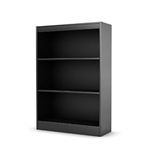 3 Tier Bookcase Shelf Contemporary Style in Solid Black Finish