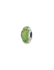 Sterling Silver Green/Gold Italian Murano Charm