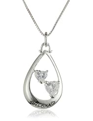 Sterling Silver Cubic Zirconia "Sisters" Teardrop Pendant Necklace, 18"