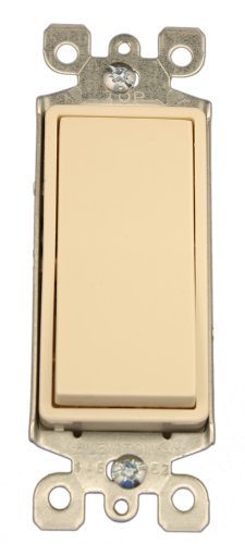 Leviton 5613-2T 15 Amp, 120/277 Volt, Decora Rocker Lighted Handle, Illuminated Off 3-Way AC Quiet Switch, Residential Grade, Grounding, Light Almond