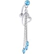 Aqua Top Drop Pierced Heart Teardrop Chain Dangle Belly Ring