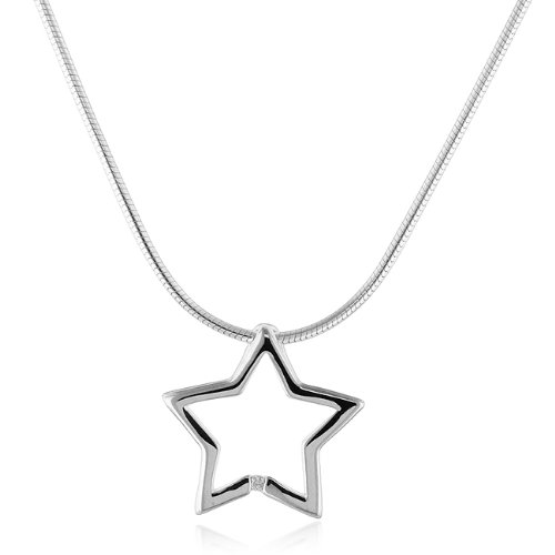 Diamond Accented Star Pendant/Necklace in Sterling Silver with 18
