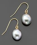 Fresh by Honora 14k Gold Gray Baroque Cultured Freshwater Pearl Earrings (9-10mm)