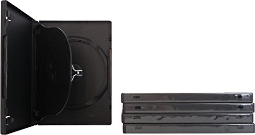 5 Black Thin Triple DVD Empty Replacement Boxes with Wrap Around Sleeve #DV3R14WTBK (14mm) (3DVD)
