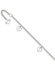 14k White Gold Heart Anklet, Best Quality Free Gift Box Satisfaction Guaranteed