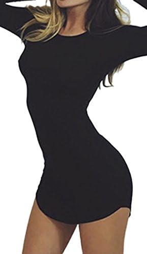 Nextgale Women's Long Sleeve Curved hem Sexy Bodycon Dress