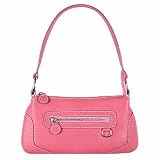 Buti Front Zip Fuchsia Italian Nappa Leather Baguette Bag