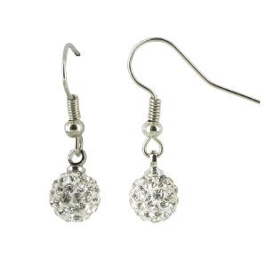 DISPONIBLE EN 15 COULEURS - Boucles D'oreilles Style Shamballa Cristal 1cm Blanc